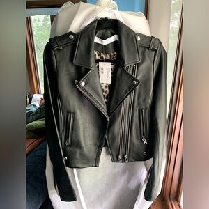 IRO “Dylan” leopard print lined Motorcycle jacket